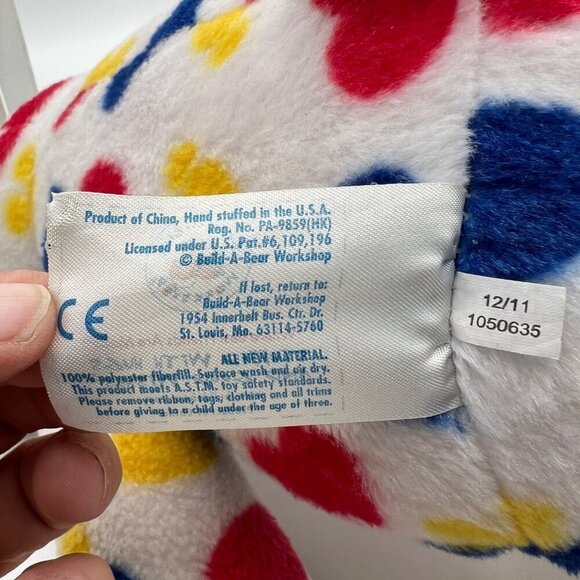 BAB 2011 White Bear with RED Hearts Yellow Paw Prints Blue Bear build a bear toy - Picture 7 of 12